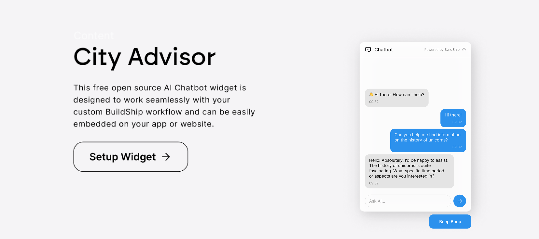 BuildShip AI Chat Widget: A pre-built chat widget that integrates with the OpenAI Streaming Assistant.
