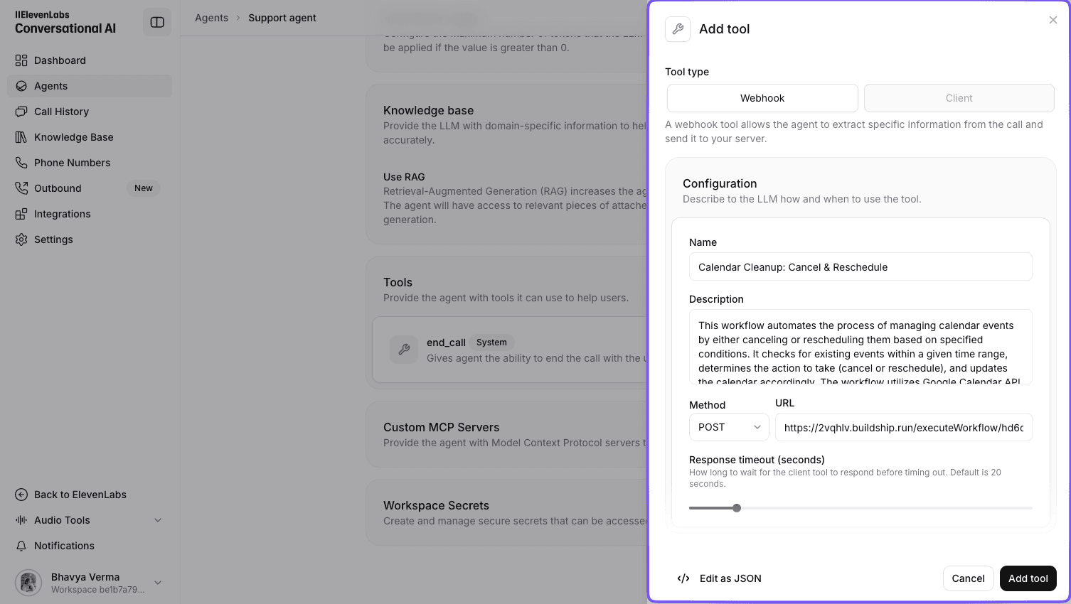 ElevenLabs Tool Configuration