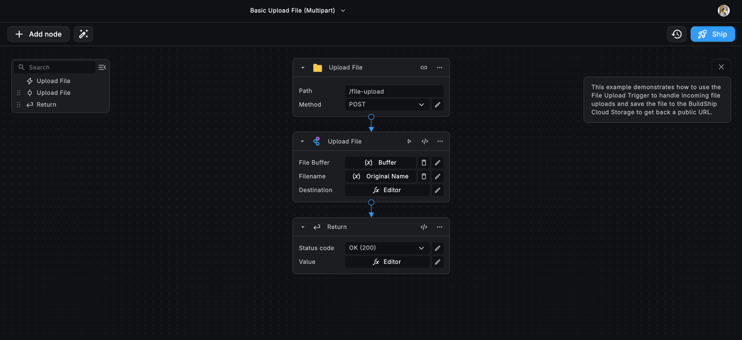 Rest API File Upload Trigger