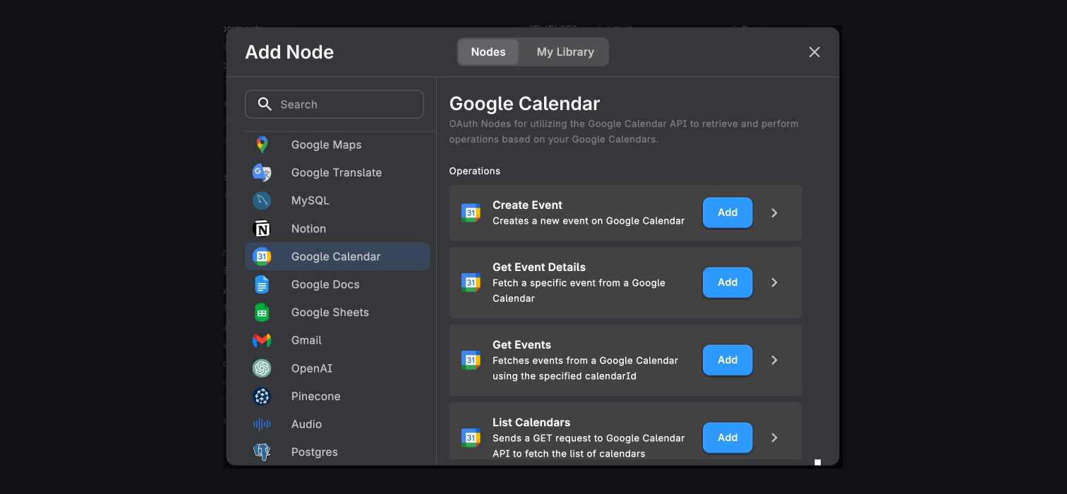 Google Calendar Nodes
