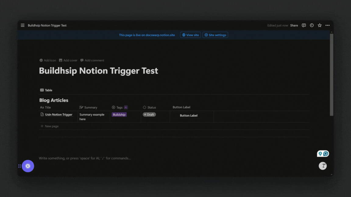 Notion Connect Buildship