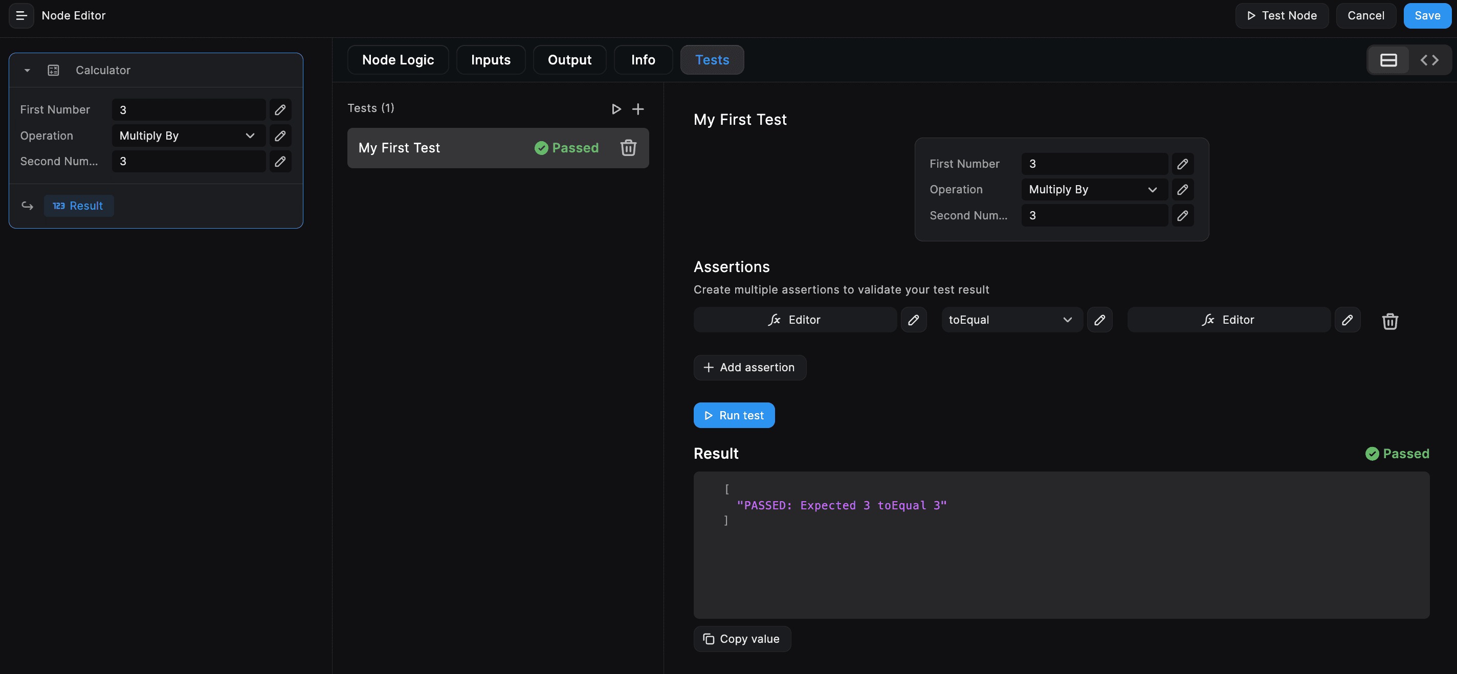 Unit Test Assertions Passed Result