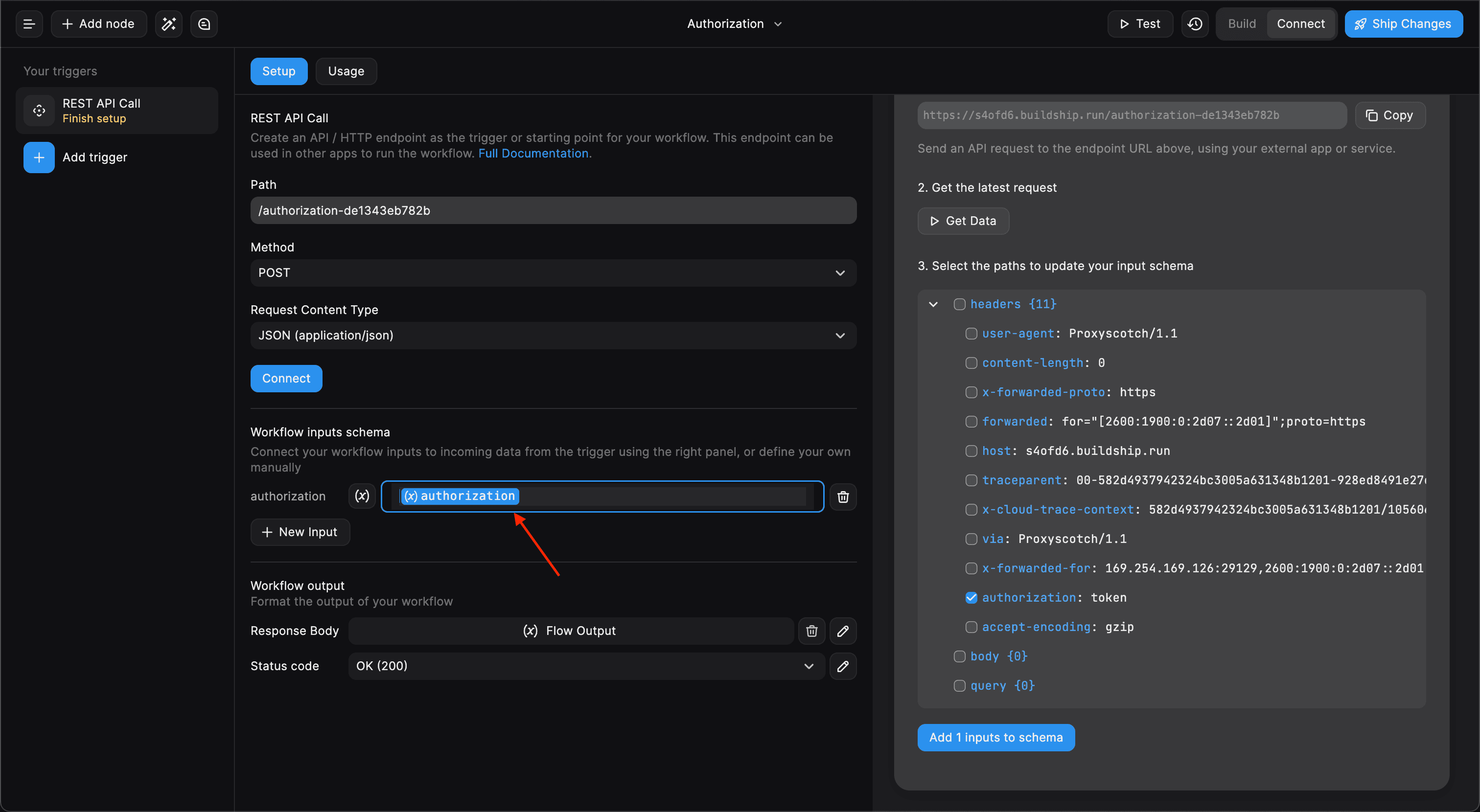 add input to schema