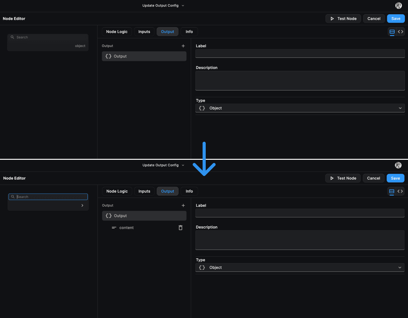 Update Node Output