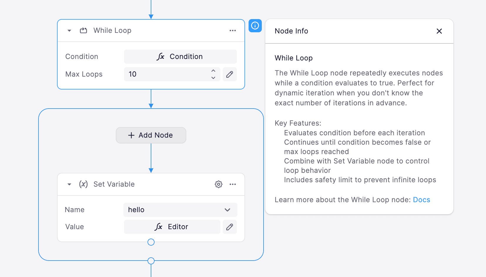 While Loop node preview