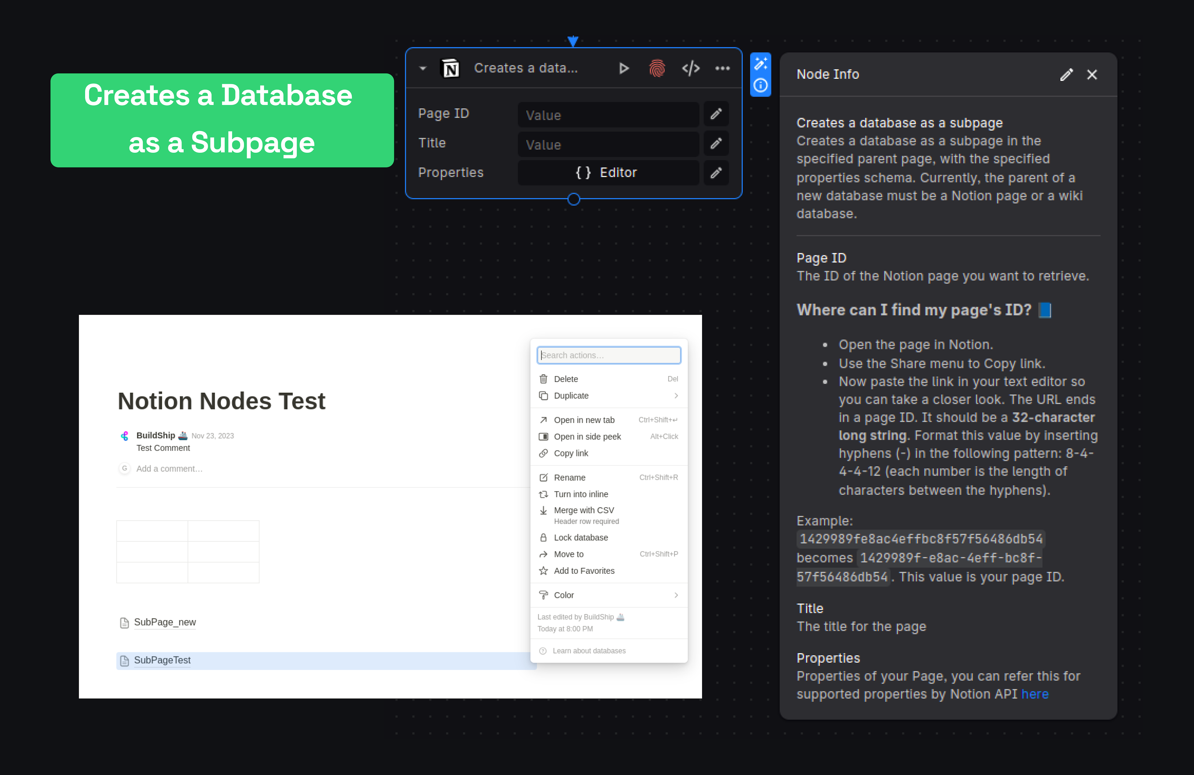 Notion Create a Database as a Subpage